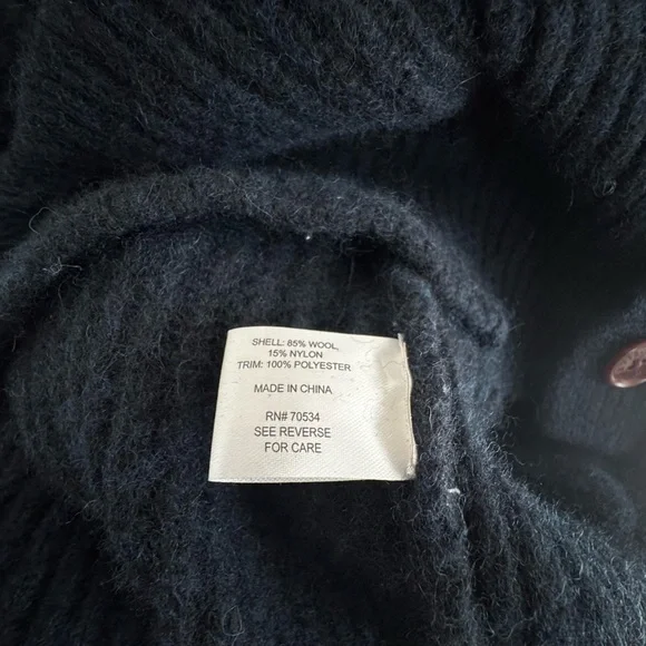 Men’s Grandpacore Navy Blue Ribbed Wool Shawl Collar Cardigan Elbow Patch Sz XL - Picture 7 of 12